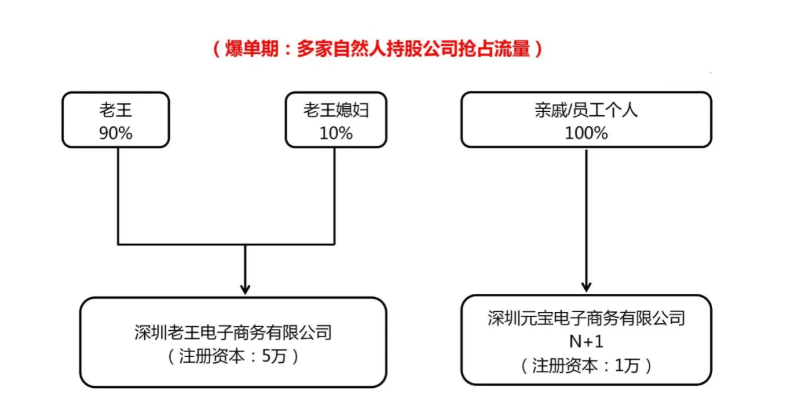 图片尺寸:800 x 415 跨境电商架构:爆单期:多家自然人持股公司抢占流量