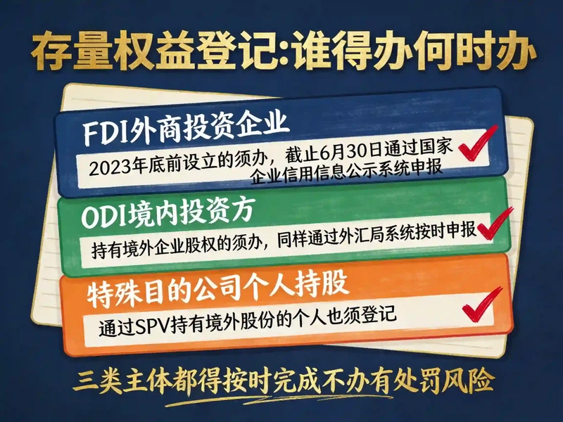 FDI/ODI/SPV存量权益登记进入倒计时！6月30日截止...