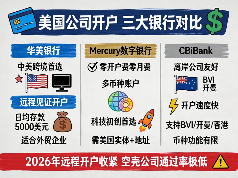 华美、Mercury、CBiBank怎么选？2026美国公司开户...