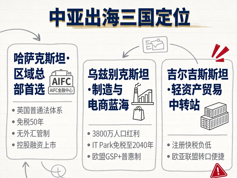 中国企业出海中亚注册地指南：哈、乌、吉三国怎么选？